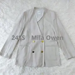Mila Owen ノーカラージャケット　ダブルブレスト　金ボタン　リネン混