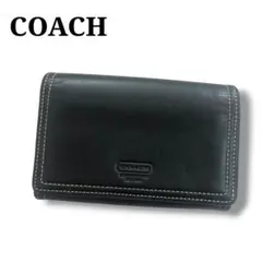 COACH 二つ折り財布 L字ファスナー レザー ブラック