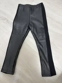 ブラック合成皮革パンツ裏起毛