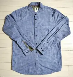 【ELEMENT】 長袖シャツ ノーカラーシャツ　Mサイズ 青　美品