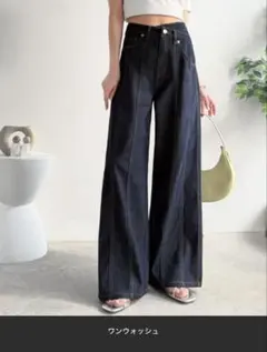 mily bilet ウエストアシメデザイン切り替えラインデニムパンツ