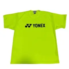極美品 YONEX 蛍光イエロー 半袖Tシャツ デカロゴ 大きいサイズ O