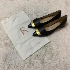 未使用級！ファビオルスコーニ　ポインテッド ゴールド　プレートパンプス　黒