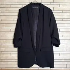 ZARA ロールアップ スリーブ テーラードジャケット 黒 XS