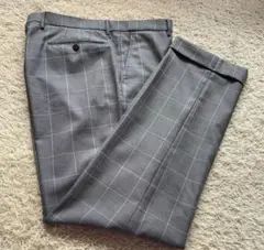 green label relaxing スラックス XL グレー　チェック柄
