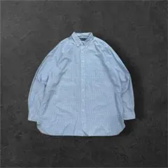 【希少】ラルフローレン ギンガムチェック ボタンダウンシャツ水色×白XLT