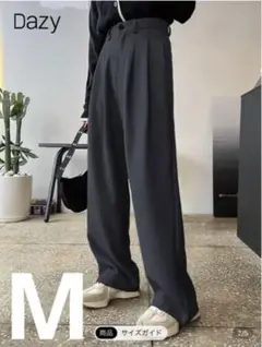 DAZY SHEIN　プリーツ入りワイドパンツ　Mサイズ　グレー スラックス