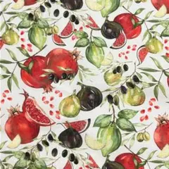 【ハギレ】acufactum プリント生地31cm×30cm「ざくろ」 綿100