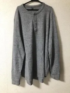 UNIQLO ユニクロ　ワッフルヘンリーネック　長袖　グレー　XL