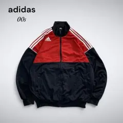 F0-052 adidas トラックジャケット 赤黒 パフォーマンスロゴ刺繍