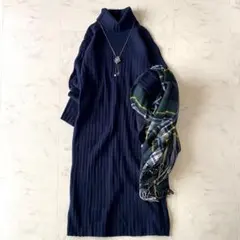 美品⁑スピックアンドスパン　カシミヤ混　フーディニットロングワンピース　ネイビー Spick & Span（スピックアンドスパン）の「フーテッド ニット