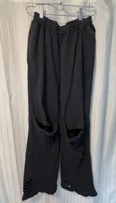 JEANASIS ダメージ加工 スウェットパンツ ブラック F