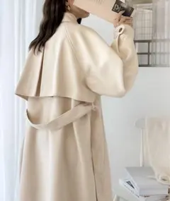 スタンドカラー ボリュームスリーブ ニット チェスター オーバーサイズコート