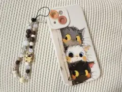 猫イラスト iPhoneケース ベージュ