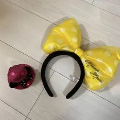 ミニーマウス カチューシャと帽子 セット