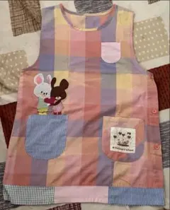 くまのがっこう エプロン パステルチェック柄