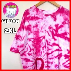 usa古着 GILDAN タイダイTシャツ ピンク ホワイト 2XL