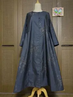 本場大島紬 泥染め ロングワンピース・羽織 2way 証紙