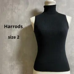 Harrods 綿混紡 サマーニット タートルネック ノースリーブ リブニット