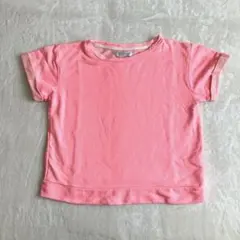 ザラ ZARA トラファルック 半袖スウェット M 蛍光ピンク ロールアップのサムネイル