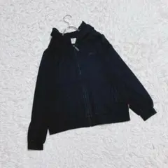 【DISCUS】フルジップパーカー (L) ロゴ刺繍 シンプル 綿100% 黒