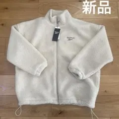リーボック Reebok オフホワイト フリースジャケット Lサイズ