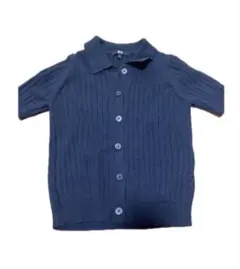 UNIQLO リブポロニット 半袖 ネイビー Sのサムネイル