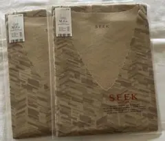 シーク【SEEK】VネックTシャツ (V首）Mサイズ 2枚 ベージュ①