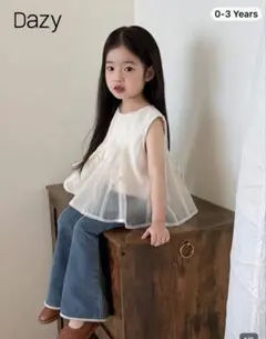 DAZY 女の子　リボン　ノースリーブ　ブラウス　韓国　幼児　キッズのサムネイル