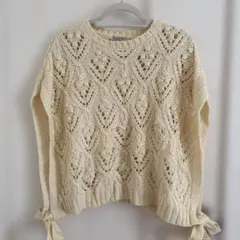 Samansa Mos2サマンサモスモス　柄編みニットベスト　オフ