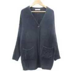 カリネ CALINER カーディガン ミドル丈 Vネック M ネイビー 紺