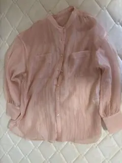 ローリーズファーム　シアーバンドシャツ ピンク