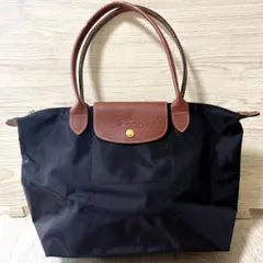 LONGCHAMP ロンシャントートバッグ ブラック×ブラウン ナイロンのサムネイル