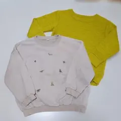 ☆良品☆トレーナー 恐竜 120 キルティング 黄 モカ ベージュ 刺繍