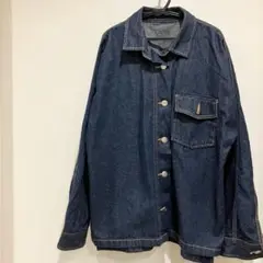 デニムジャケット Gジャン ダークブルー ボタン付きジャケット ポケット付き