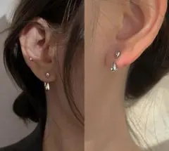 ツインドロップピアス　シルバー　両耳用
