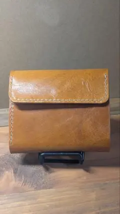 週末限定特価 ヌメ革 三つ折り財布 BOXコインケース型 ハンドメイド