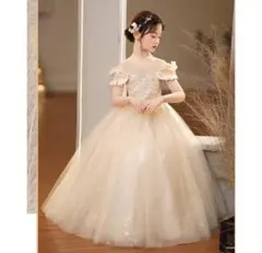 子供用ドレス　オフショルダー　シャンパン