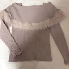 tocco closet ファー付きケープライク袖口フリルリブニットプルオーバー