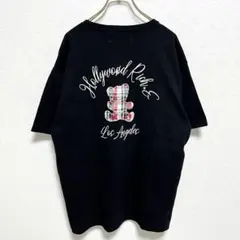 Hollywood rich.& ダブルハート 刺繍ベアー Tシャツ XL 黒