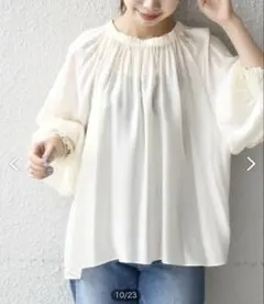 SHIPS any:〈ウォッシャブル〉ラウンド ギャザー ブラウス