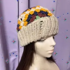 かぎ針編み ニット帽 グラニースクエア
