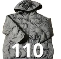 グレー フード付きダウンコート　ブラック110