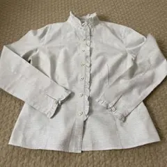 J.PRESS ストライプ フリルシャツ 長袖