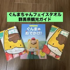 【新品未使用】ぐんまちゃんフェイスタオル2枚、群馬県観光ガイドのセット