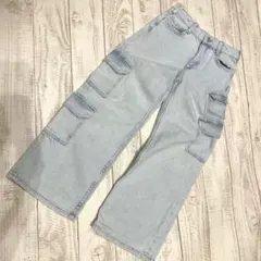 ★ H&M デニム　カーゴパンツ ライトブルー 134cm
