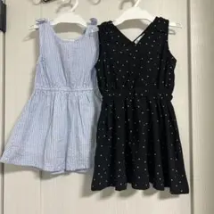 100cm ノースリーブ リボンワンピース 2着セット
