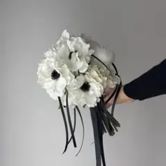 【ブートニア付】ウェディングブーケ　アーティシャルフラワー造花