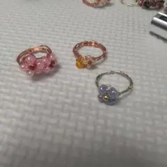 ハンドメイド ビーズリング 3点セット