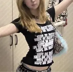 韓国 Tシャツ ミント ロゴ 半袖 トップス Y2K フェアリーグランジ